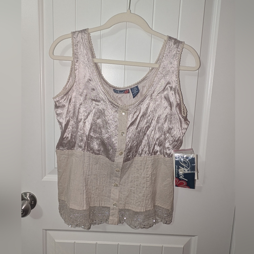 Vintage NWTS Phool Cami Cotton Blend Top Oyster Women's Small